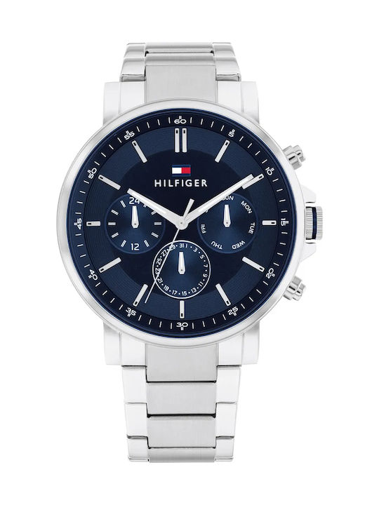 Tommy Hilfiger Tyson Herrenuhr 44mm Chronograph Batterie mit Silber Metallarmband