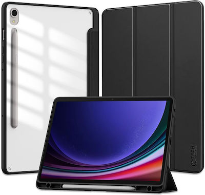 Tech-Protect SmartCase Pen Hybrid Flip Cover Piele artificială cu Tastatură Engleză SUA Negru (Galaxy Tab S9 FE)