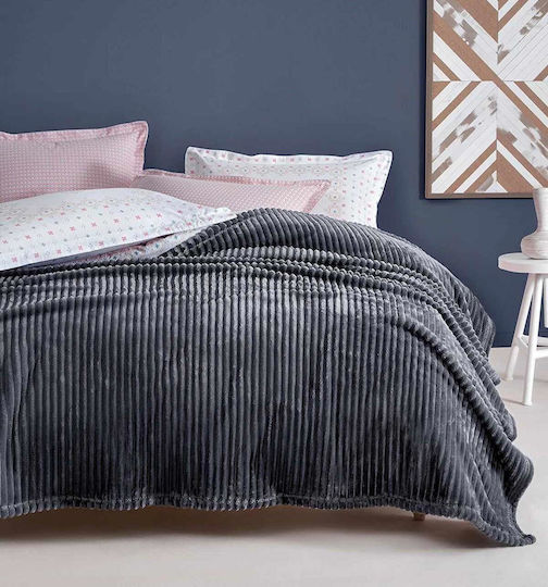 Linea Home Blanket Velvet Double 200x220cm Grey