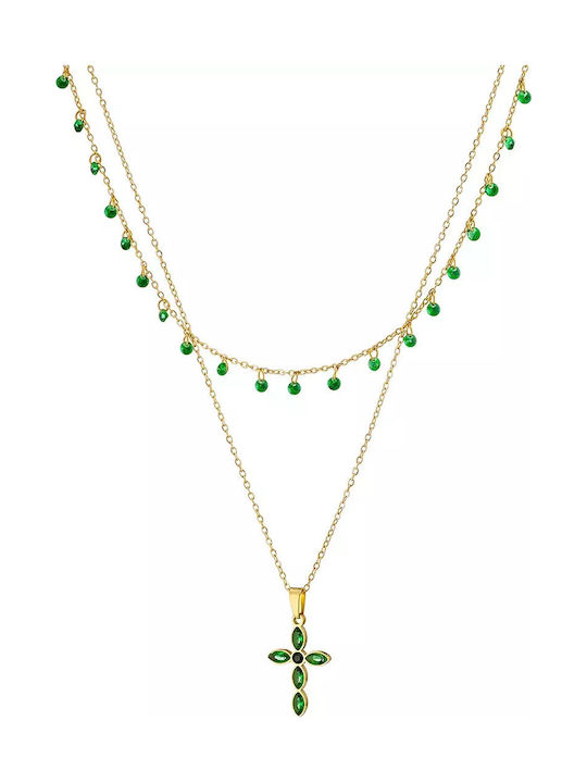 Oxzen Women's Cross from Gold Plated Steel with...