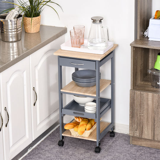 HomCom Metallisches Küchenregal Mit 3 Ebenen Grau 37x37x76cm