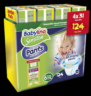 Babylino Sensitive Cotton Soft Pants Πάνες Βρακάκι No. 6 για 13-18kg 124τμχ