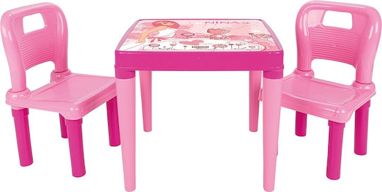 Kids Table with Chairs Pink Pilsan