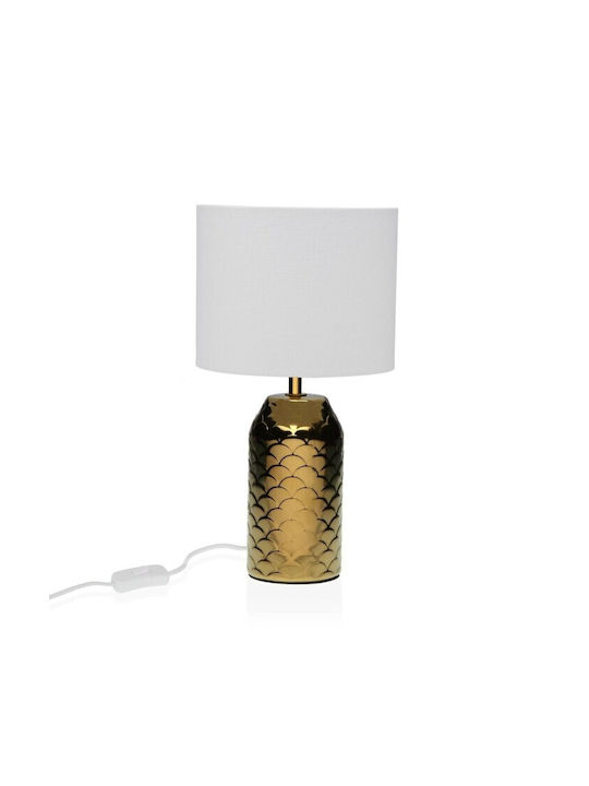 Versa Ceramic Table Lamp E14 with White Shade and Gold Base