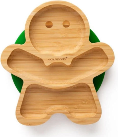 Eco Rascals Παιδικό Πιάτο Φαγητού από Bamboo Πράσινο