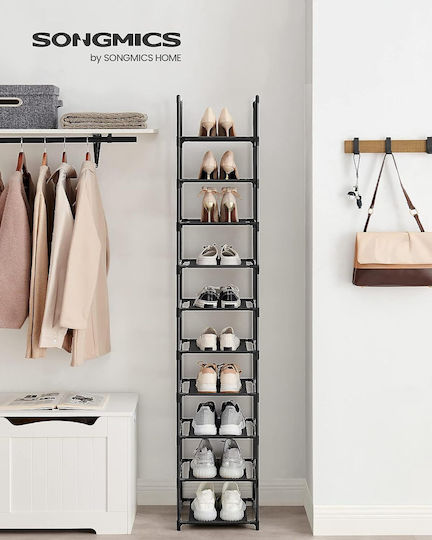 Metal Shoe Organizer with 10 Shelves Black 33x33x173cm LSR110B02 Metal Shoe Organizer with 10 Shelves Black 33x33x173cm LSR110B02