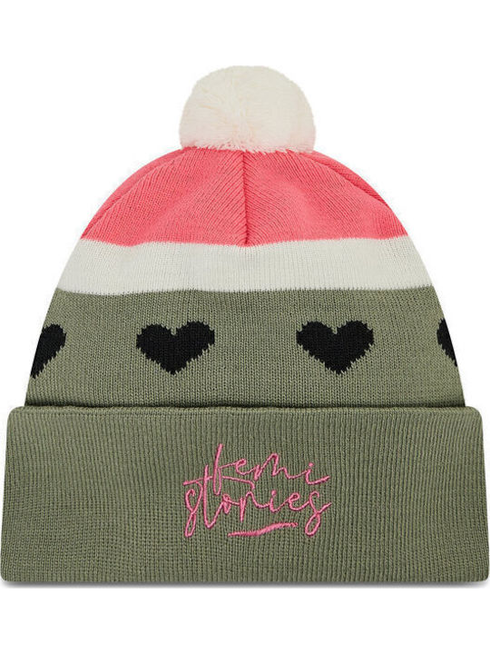 Pom Pom Beanie Γυναικείος Σκούφος με Rib Πλέξη