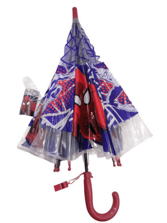 SDS Kinder Regenschirm Gebogener Handgriff Automatisch Rot mit Durchmesser 65cm.