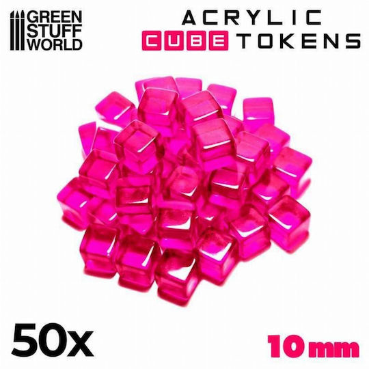 Green Stuff World Cube Tokens 10mm Pink X50 Token 50τμχ