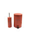 Klikareto Metallic Toilet Brush and Bin Set 7lt Red