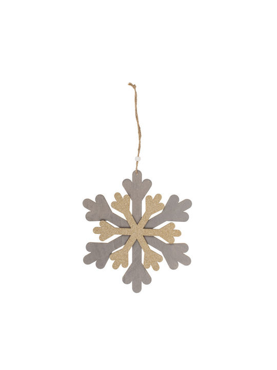 Hängendes Schneeflocke Ornament Hölzern Gray mit Glitzer