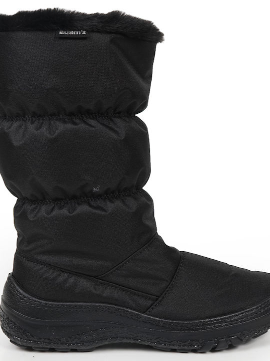 Adam's Shoes Γυναικείες Μπότες Χιονιού με Γούνα Μαύρες