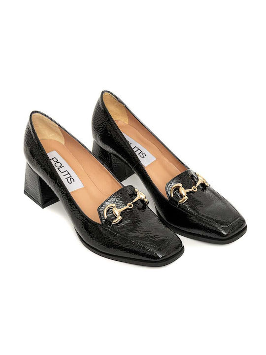 Politis shoes Patent Leather Women's Moccasins in Black Color