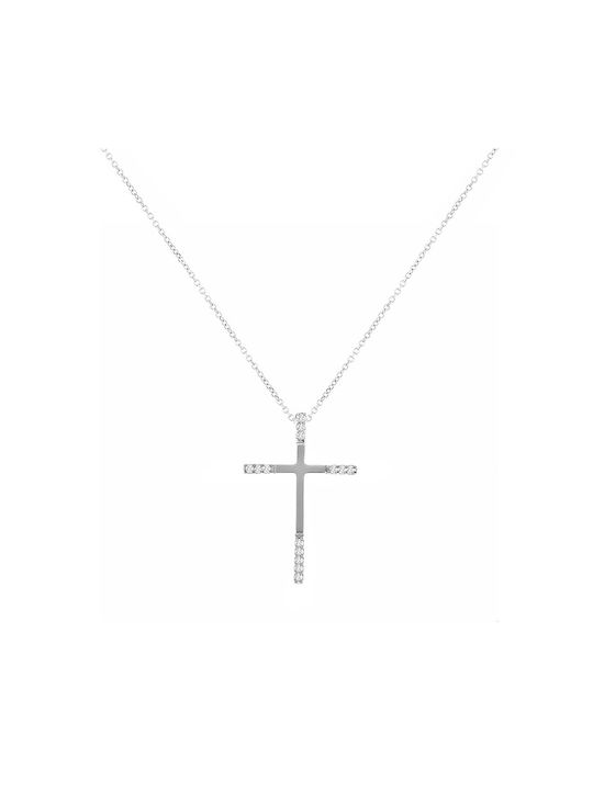 Damen Weißgold Kreuz 14K mit Kette