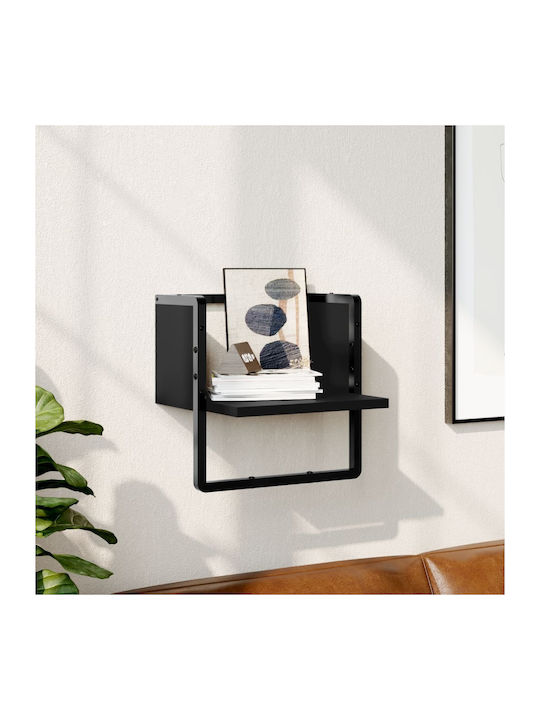 Shelf Wall 30x25x30cm Black Velvet-Black Metal