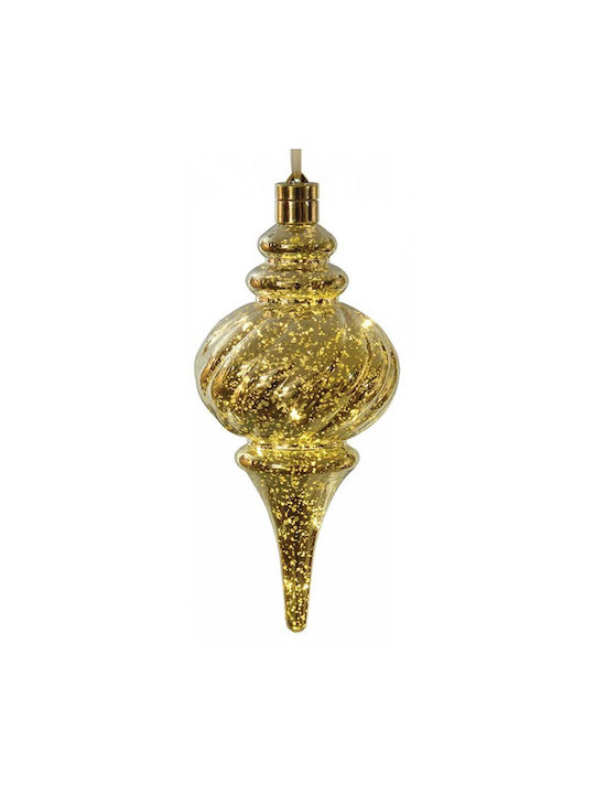 7 Hängendes Ornament Glas Gold Beleuchtet 13x28cm