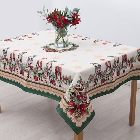 Dimeco Christmas Tablecloth Fabric Green L220xW140cm.