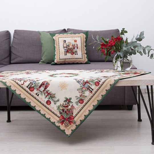 Dimeco Christmas Tablecloth Square Fabric Green L100xW100cm.