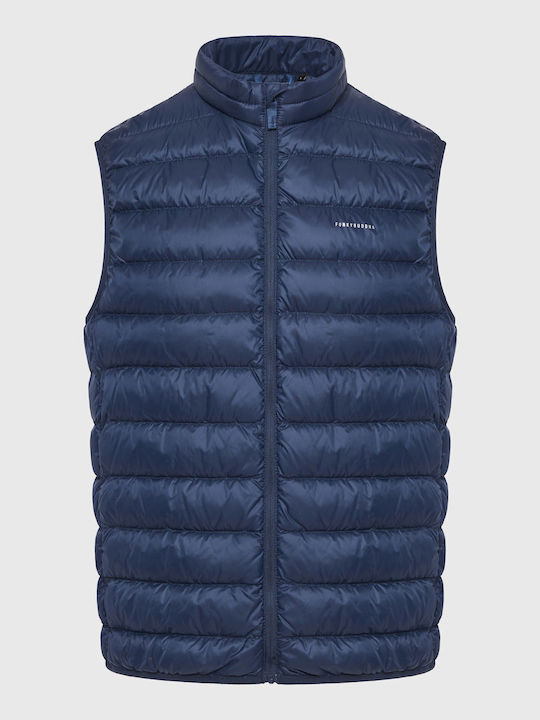 Funky Buddha Men's Sleeveless Puffer Jacket Navy Blue