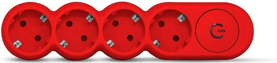 Geyer Power Strip 4 Positions with Switch and Cable 1.5m Red
