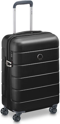 Delsey Cabin Travel Suitcase Hard Black with 4 Wheels Height 25cm