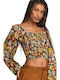 Women's Crop Top Long Sleeve Floral Java
