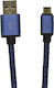 Плетена USB 2.0 до микро USB кабел Син 1м 1бр