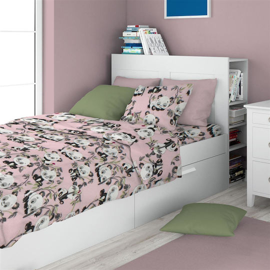 Dimcol Bettwäsche-Set Einzel Baumwolle Panda Bear Pink 160x240cm 3Stück
