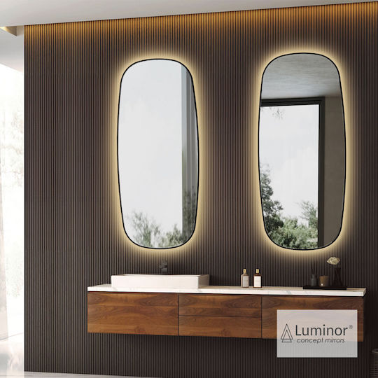 Luminor Oglindă de Baie Lumini LED Atingere 50x110cm Negru