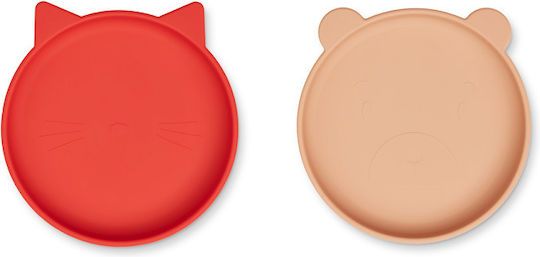 Liewood Kids Food Plate Olivia Made of Silicone Red 2 Pieces