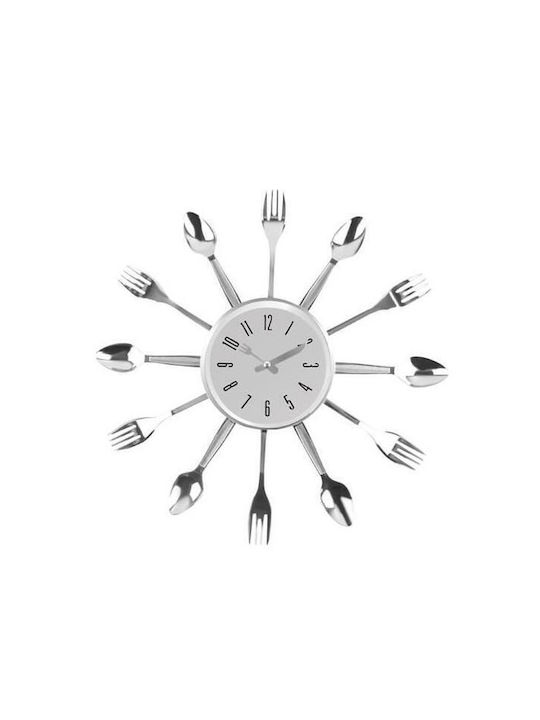 Μαχαιροπίρουνα Wall Clock Plastic Silver