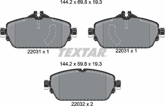 Textar Σετ Τακάκια Εμπρός 4τμχ για Honda e Mercedes-Benz GLA