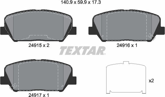 Textar Brake Pad Front 4pcs for Hyundai Genesis Kia Cerato