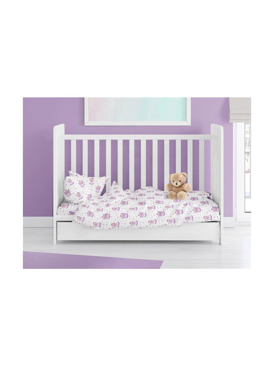 Dimcol Baby Bettbezug Bebe White-Lilac 120x160cm.