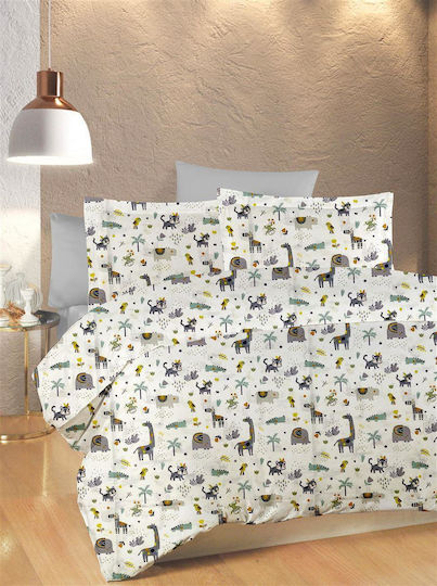 Dimcol Бебешка Долна Калъфка Bebe White-Grey 120x160см.
