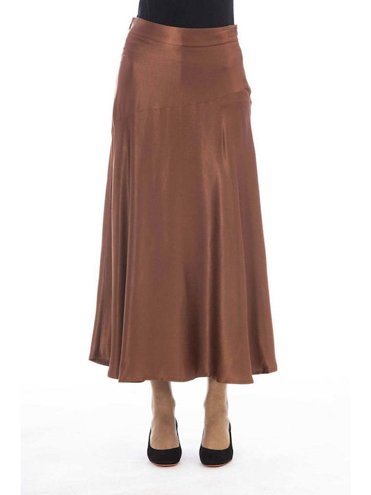 Alpha Studio Midi Skirt in Brown color