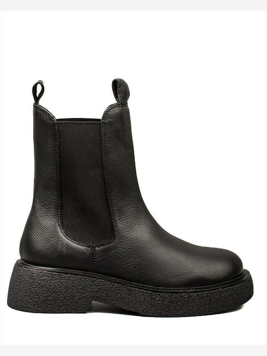 Leather Women's Ankle Boots Black