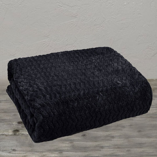 To megalo pazari Fleece Blanket Super Double 220x230cm Black