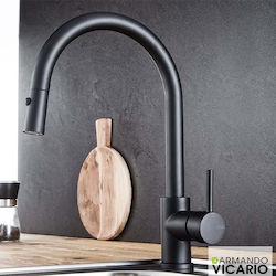 Armando Vicario Fluo Counter Kitchen Faucet with Pull-Out Spray Black