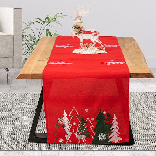 Ilis Home Christmas Tablecloth Square Fabric Red L120xW120cm.