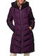 Heavy Tools Women's Long Puffer Jacket for Winter Purple