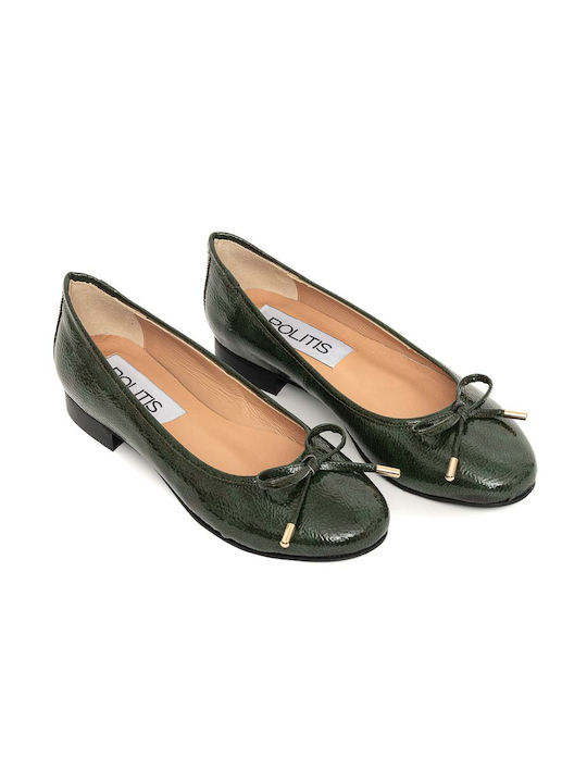 Politis shoes Anatomic Patent Leather Ballerinas Green