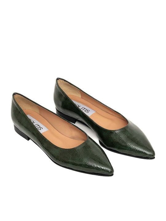 Anatomic Patent Leather Pointy Ballerinas Green