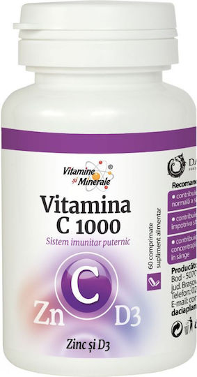 Dacia Plant Vitamina C pentru Întărirea Sistemului Imunitar, Pielea & Acțiune Antioxidantă 500mg 60 Tablete