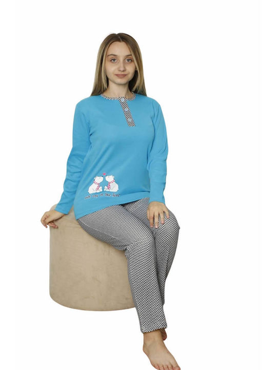 Akasya Kids Pyjamas Winter Cotton Blue