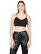 Γυναικείο Crop Top Αμάνικο με V Λαιμόκοψη Μαύρο