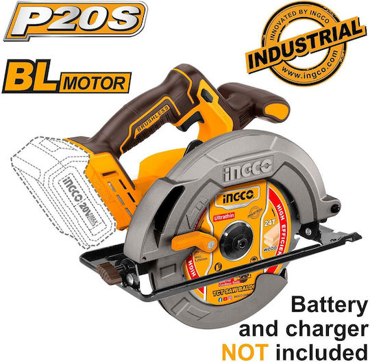Ingco Circular Saw Brushless 20V Solo with Dust Extraction System