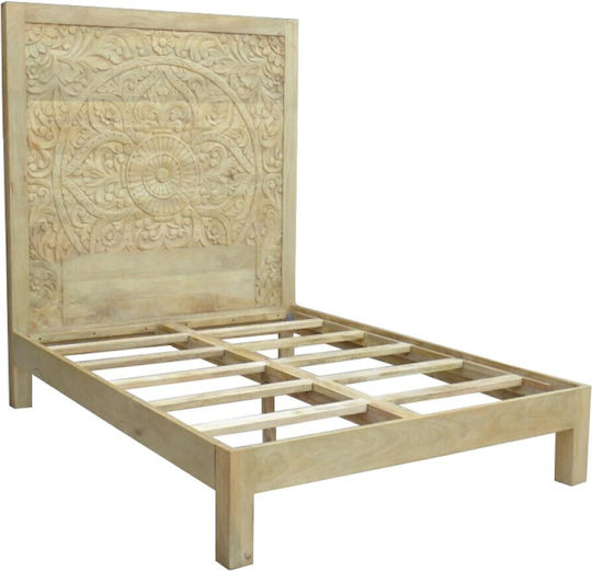 Κρεβάτι Υπέρδιπλο για Στρώμα 160x210cm Μπεζ Κρεβάτι Υπέρδιπλο για Στρώμα 160x210cm Μπεζ