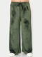 Women's Fabric Trousers with Rubber Band Olive