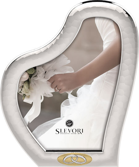 Slevori Hochzeitskronen-Etui Herz Silber 16x12εκ.